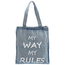 Сумка-шоппер джинсовая на молнии My way my rules (40*33см) (светло-синий)