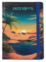 Скетчбук А5 80л "ОАЗИС" 100г/м2, тв.обложка, выб.лак, резинка, мат.ламинация
