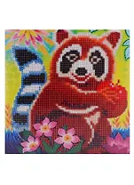 Набор для творчества TUKZAR Алмазная мозаика 20х20см Енот, на подрамнике, частичная выкладка