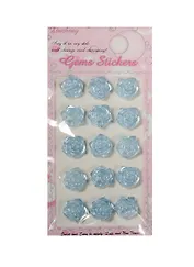 Наклейки ЗD розы, 15 шт, 1.8 см, голубые