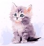 Холст с красками по номерам "Малыши-животные. Красочный котенок", 20 х 20 см
