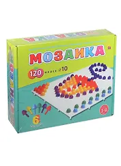 Мозаика пластиковая 120 фишек Диаметр 10мм (М-4332) (6цв.) (Рыжий кот) (3-9л.)