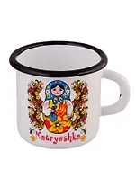 Кружка мет.эмалированная Матрешка с цветами (09006-34AS-F)