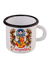 Кружка мет.эмалированная Матрешка с цветами (09006-34AS-F)