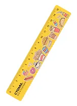 Линейка 15см пластик, "Фастфуд", волнистый край, подвес