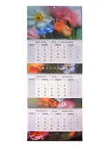 Календарь квартальный 2026г 297*840 "Расцвет" настенный, трёхблочный, спираль