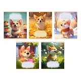 Тетрадь 18л кл. "Корги" мел.картон, офсет 60г/м2, поля, ассорти