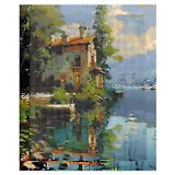 Алмазная мозаика "Дом на озере" 40*50 см