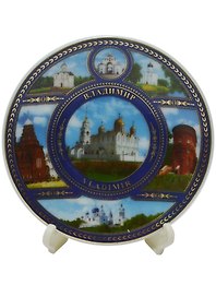 Магнит-тарелка Владимир Успенский Собор с подставкой (фарфор) (D7) (026-7K6-66)