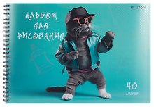 Альбом для рисования «Кот на стиле» Listoff А4, 40 листов, спираль
