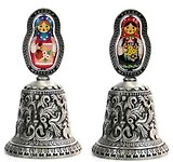 Сувенир, АКМ, Колокольчик,"Матрешка", рельеф (цветная вставка), цвет античное олово