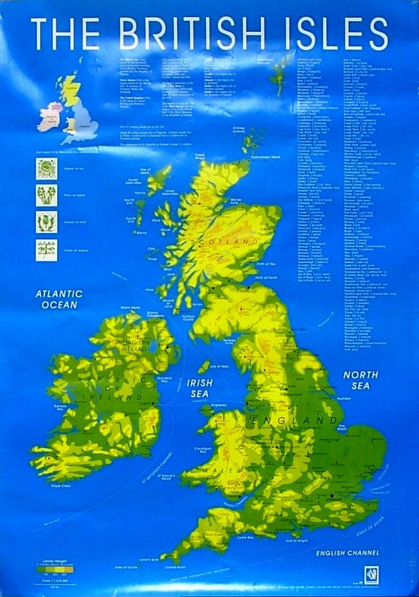 

Карта The British Isles / Британские Острова. Масштаб (1:1 675 000)