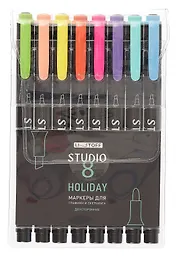 Маркеры для скетчинга 08цв "STUDIO. Holiday" двухсторонние, ПВХ-подвес, Listoff