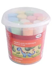 Мелки цветные 12шт асфальтные, круглые "Мультики", пласт.ведро, ГАММА