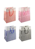 Пакет подарочный бумажный А4 26*32*12 "Полосы с горошком", нейтр, мат. ламинат, Хансибэг