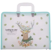 Папка -портфель пластиковый на молнии «Looking for a deer» А4, 7 отделений, с пластиковыми ручками, в индивидуальной упаковке, в ассортименте