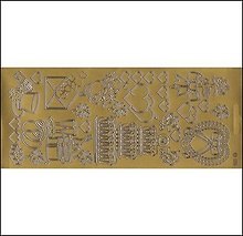 Контурные наклейки Разные свадебные рисунки (1.1110) (лист) (зол.) (10х23см)