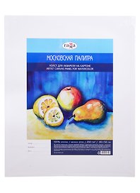 Холст для акварели на картоне "Московская палитра", 40*50см, 100% хлопок, мелкое зерно, Гамма