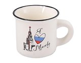 Кружка Москва Спасская башня, триколор (фарфор, матовая) (белая) (065-9-M-21-W)
