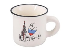 Кружка Москва Спасская башня, триколор (фарфор, матовая) (белая) (065-9-M-21-W)