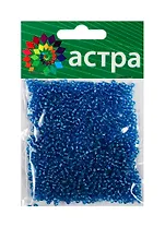 01 Бисер Астра (33В голубой/прозр. серебр./центр(квадр. отв.)) (675288) (11/0) (20гр.) (стекло) (упаковка)