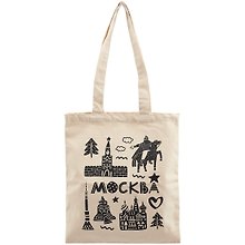 Сумка Москва Символы города (бежевая) (текстиль) (40х32) (СК2020-33)