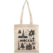 Сумка Москва Символы города (бежевая) (текстиль) (40х32) (СК2020-33)