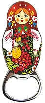 Сувенир, АКМ, Открывашка-магнит "Матрешка с рябинкой с красн.платком" 006-34-02