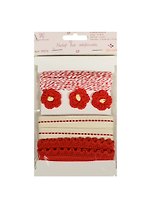Набор для ручн. творч. (R875) (шнур/9,14м+цветок/3шт+тесьма/2в.х1,83м) (красный) (Рукоделие) (упаковка)