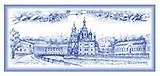 Сувенир, Акм, Магнит, "Спас-на-Крови" , 4х9 см, металлический, под гжель