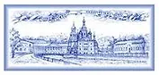Сувенир, Акм, Магнит, "Спас-на-Крови" , 4х9 см, металлический, под гжель
