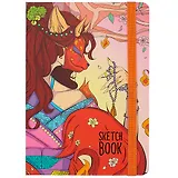 Скетчбук А5 80л "Аниме. В маске лисы" 70г/м2, кремовая бумага, тв. переплет, выб. лак, резинка