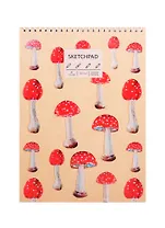 Скетчбук А4 40л "Мухоморы", 120г/м2, обложка крафт картон, евроспираль