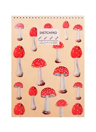 Скетчбук А4 40л "Мухоморы", 120г/м2, обложка крафт картон, евроспираль