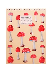 Скетчбук А4 40л "Мухоморы", 120г/м2, обложка крафт картон, евроспираль