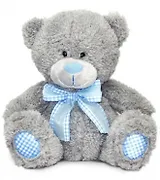 Мягкая игрушка Медведь с голубым бантом малый (озвученный) (LA 8702A)