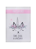 Обложка для паспорта Кошечка-единорог (кожа) (ПВХ бокс) (ОК2018-15)