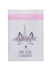 Обложка для паспорта Кошечка-единорог (кожа) (ПВХ бокс) (ОК2018-15)