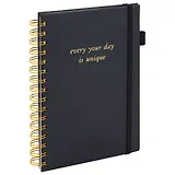 Книга для записей А5 80л кл. "Calipso" черный, иск.кожа, резинка, гребень