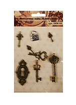 Металлические шармы-подвески Ключи и замки (SHM-05) (8шт.) (Рукоделие) (3+) (упаковка)
