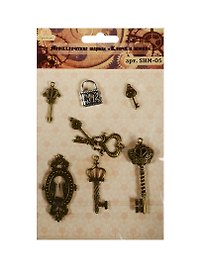 Металлические шармы-подвески Ключи и замки (SHM-05) (8шт.) (Рукоделие) (3+) (упаковка)