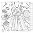 Раскраска Fashion Girl для работы маркерами (девушка с велосипедом в поле) - 1
