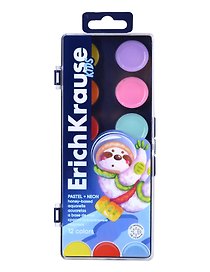 Акварельные краски «Kids Space Animals Neon+Pastel» 12 цветов, Erich Krause