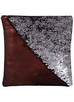 Подушка с пайетками шоколад с серебром (3202) (37х37)