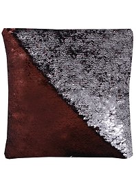 Подушка с пайетками шоколад с серебром (3202) (37х37)