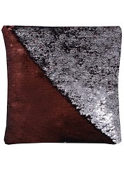 Подушка с пайетками шоколад с серебром (3202) (37х37)