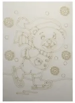 Трафарет Мишка на коньках А5 (148х210) (А5-126) (3+) (Песочный мир)