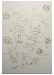 Трафарет Мишка на коньках А5 (148х210) (А5-126) (3+) (Песочный мир)