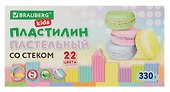 Пластилин «Brauberg Kids», 22 цвета, 330 г, пастельный, со стеком - 0