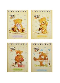 Блокнот А7 40л кл. "Popcorn the Bear" карт.обл., гребень, блестки, ассорти, БиДжи